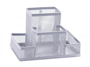 Q-CONNECT Przybornik na biurko 4 przegrody metalowy srebrny PBS Connect Polska - Przybory szkolne - miniaturka - grafika 2