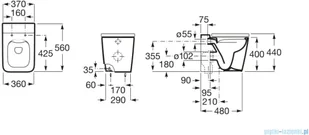 Roca Inspira Square Rimless miska WC stojąca beżowa A347537650 - Miski WC - miniaturka - grafika 2