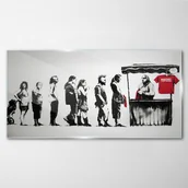 Obrazy i zdjęcia - PL Coloray Obraz Szklany Festiwal Banksy Czarno-Biały 120x60cm - miniaturka - grafika 1