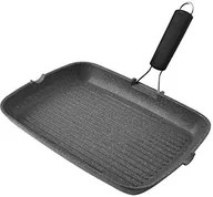 Patelnie - H+H H & H Stone prostokątny patelnia grillowa o dno indukcyjne, rękojeść wykonana z silikonu, aluminiowa, czarna, 36 x 26 cm 8003512576973 - miniaturka - grafika 1
