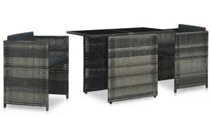 vidaXL 3-cz. zestaw mebli bistro z poduszkami, rattan PE, szary - Meble ogrodowe - miniaturka - grafika 2