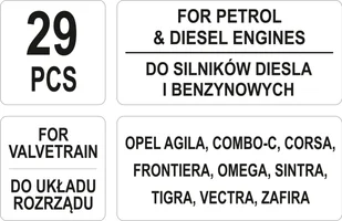 Yato ZESTAW BLOKAD ROZRZĄDU OPEL BENZYNA I DIESEL ZAWIERA 29 ELEMENTÓW YT-06007 ZYSKAJ RABAT 30 ZŁ YT-06007 - Narzędzia warsztatowe - miniaturka - grafika 5