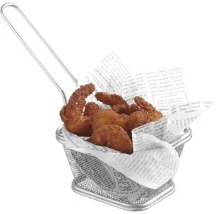 Hendi Koszyk do podawania smażonych przekąsek miniaturowy z uchwytem 125x100x85 mm 425626 - Miski i półmiski - miniaturka - grafika 2