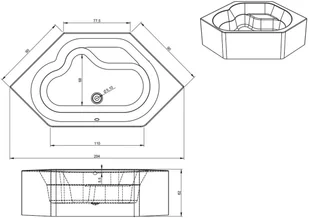 Riho Winnipeg Plug&amp;Play wanna wielokątna z obudową + nóżki 145x145cm BD73 - Wanny z hydromasażem - miniaturka - grafika 2