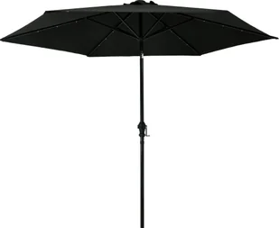 vidaXL Parasol ogrodowy z LED i stalowym słupkiem, 300 cm, czarny vidaXL - Parasole ogrodowe - miniaturka - grafika 2