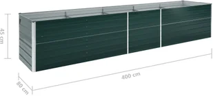 vidaXL Donica ogrodowa z galwanizowanej stali, 400x80x45 cm, zielona - Donice - miniaturka - grafika 6