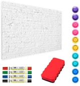 Tablice i flipcharty - Allboards Tablica magnetyczna metalowa BIAŁA CEGŁA MUR CEGLANY 90x60cm MetalBoards blacha z nadrukiem na wszystkie rodzaje magnesów + zestaw akcesoriów GRATIS MB96_00031 - miniaturka - grafika 1