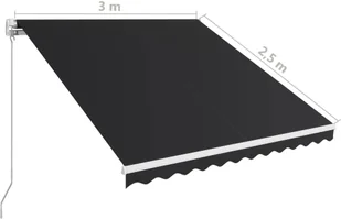 vidaXL Ręcznie zwijana markiza, 300 x 250 cm, antracytowa vidaXL - Markizy - miniaturka - grafika 6