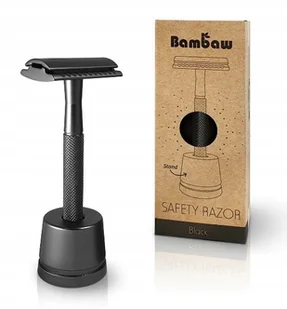 Bambaw BAMBAW Wielorazowa maszynka do golenia + stojak CZARNA 5407007650002 - Akcesoria do golenia męskie - miniaturka - grafika 4