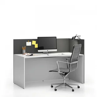 B2B Partner Zestaw mebli biurowych single z parawanem SEGMENT, prawy, biały / grafit 611672 - Zestawy mebli biurowych - miniaturka - grafika 2