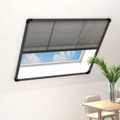 Moskitiery - VidaXL Plisowana moskitiera okienna, aluminium, antracyt, 120x120 cm 148666 VidaXL - miniaturka - grafika 1