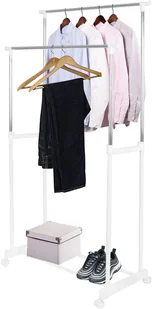 Wieszak na ubrania 95-165cm stojak na kółkach biały HG0029 - Wieszaki i stojaki - miniaturka - grafika 2