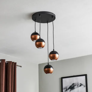 Euluna Lampa wisząca Midway czarna/miedziana, 4-pkt. - Lampy sufitowe - miniaturka - grafika 2