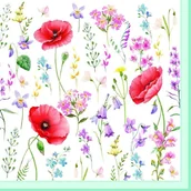 Folia, papier śniadaniowy, serwetki - Nuova R2S Easy life SERWETKI PAPIEROWE Łąka z makami - Les Coquelicots - miniaturka - grafika 1