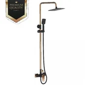 Deszczownice - INVENA Deszczownia 20x20 cm/od 95 do 124 cm czarny mat/różowe złoto-miedź MIDNIGHT AU-35-D14 - miniaturka - grafika 1