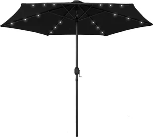 vidaXL Parasol ogrodowy z LED i aluminiowym słupkiem, 270 cm, czarny vidaXL - Parasole ogrodowe - miniaturka - grafika 8