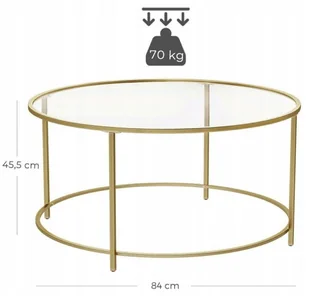 243 WOLAG Stolik złoty okrągły Ława złota rama szkło hartowane szerokość 84 cm) 24378389 78389-uniw - Stoły - miniaturka - grafika 2