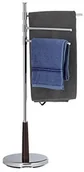 Akcesoria do wc - Relaxdays Ręcznik do rąk  chromowanymi uchwytami wychylny, Stand wieszak na ręcznik, 3-ramienny, odłączane, wys. x szer. x gł.: 90 x 44 x 26 cm, srebrny 10022550 - miniaturka - grafika 1