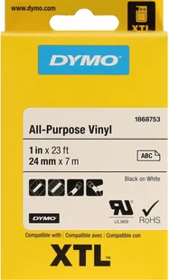 Dymo XTL All Purpose Tape Vinyl 24 mm x 7 m black to white 1868753 - Taśmy do drukarek barwiące - miniaturka - grafika 3
