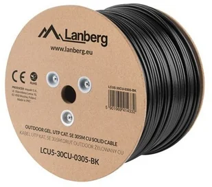 LANBERG Kabel UTP Kat.5E CU 305m drut outdoor żelowany (LCU5-30CU-0305-BK) - Kable miedziane - miniaturka - grafika 5