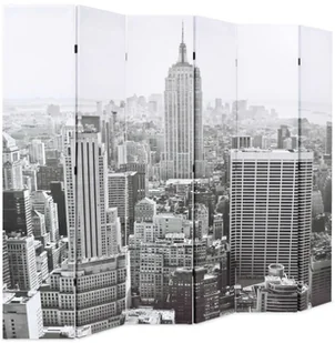 vidaXL Składany parawan, 228x180 cm, Nowy Jork za dnia, czarno-biały - Parawany - miniaturka - grafika 3