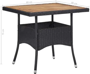 vidaXL 5-częściowy zestaw mebli ogrodowych czarny polirattan i akacja 3058322 - Meble ogrodowe - miniaturka - grafika 12