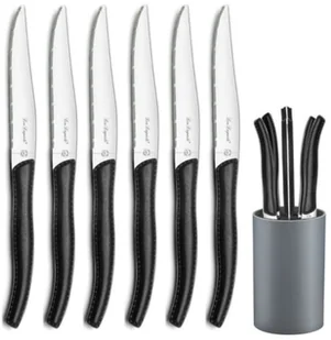 Amefa Lou Laguiole Zestaw noży do steków Jet z blokiem, 6 szt., czarny skaj - Noże stołowe - miniaturka - grafika 2