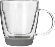 Filiżanki - Premier Housewares filiżanka z podwójnym dnem/ścianą, szkło, silikon szary, bezbarwny, 220 ml 1404094 - miniaturka - grafika 1