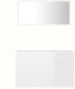 VidaXL Lumarko 2-cz. zestaw mebli łazienkowych, wysoki połysk, biały, płyta! 804842 VidaXL - Meble łazienkowe - miniaturka - grafika 5