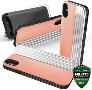 Zizo Retro Series Etui iPhone X z kieszenią na karty + podstawka + szkło 9H na ekran (Peach/Silver) RET-IPH8-PHSL - Etui i futerały do telefonów Zizo Retro Series Etui iPhone X z kieszenią na karty + podstawka + szkło 9H na ekran (Peach/Silver) RET-IPH8-PHSL - Etui i futerały do telefonów - miniaturka - grafika 2