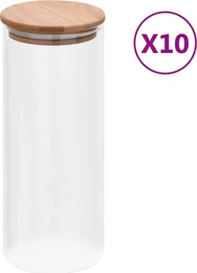 vidaXL vidaXL Szklane słoje z bambusową pokrywką 10 szt. 1000 ml 150697 - Pojemniki kuchenne - miniaturka - grafika 8