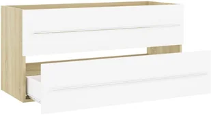 VidaXL Lumarko Szafka pod umywalkę, biel i dąb sonoma, 100x38,5x48 cm, płyta 804724 VidaXL - Meble łazienkowe - miniaturka - grafika 4