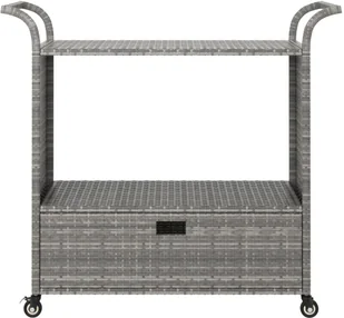 shumee Wózek barowy z szufladą szary 100x45x97 cm polirattan - Wózki na żywność - miniaturka - grafika 4