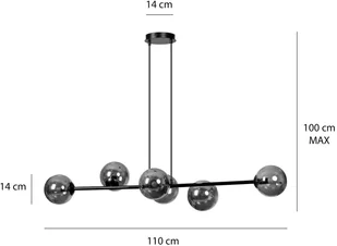 EULUNA Lampa wisząca Glassy 6-punktowa, szkło grafitowe - Lampy sufitowe - miniaturka - grafika 3