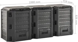 vidaXL Kompostownik ogrodowy, czarny, 1200 L - Kompostowniki - miniaturka - grafika 4