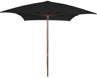 vidaXL Parasol ogrodowy na drewnianym słupku czarny 200x300 cm  313760 - Parasole ogrodowe - miniaturka - grafika 2