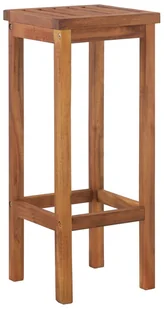 vidaXL Stołki barowe, 2 szt., lite drewno akacjowe, 30,5x30,5x74 cm - Fotele i krzesła ogrodowe - miniaturka - grafika 3