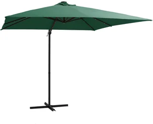 vidaXL Parasol wiszący z LED i stalowym słupkiem 250x250 cm zielony  46993 - Parasole ogrodowe - miniaturka - grafika 2