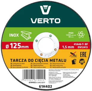 Verto Tarcza do cięcia metalu 125x1.5x22mm, , 61H402 - Tarcze do pił - miniaturka - grafika 3