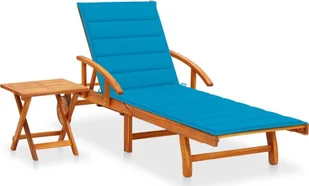 vidaXL Ogrodowy leżak ze stolikiem i poduszką, lite drewno akacjowe 3061621 - Leżaki ogrodowe - miniaturka - grafika 2