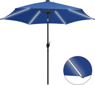 vidaXL Parasol ogrodowy z LED i aluminiowym słupkiem, 300 cm, lazur vidaXL - Parasole ogrodowe - miniaturka - grafika 2