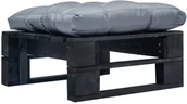 Pozostałe meble ogrodowe - vidaXL Ogrodowy puf z palet, szara poduszka, czarne drewno vidaXL - miniaturka - grafika 1
