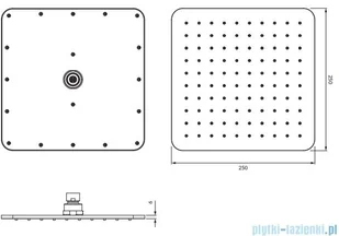 Omnires Slimline deszczownica mosiężna 25x25cm czarny mat WG225/OBL - Deszczownice - miniaturka - grafika 2