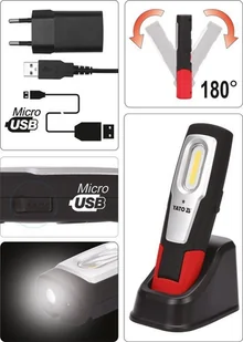 Yato LAMPA WARSZTATOWA 6W COB 600LM + 250LM LI-ION 3.7V 2600MAH IK07 IP54 CRI80 - Oświetlenie warsztatowe Yato LAMPA WARSZTATOWA 6W COB 600LM + 250LM LI-ION 3.7V 2600MAH IK07 IP54 CRI80 - Oświetlenie warsztatowe - miniaturka - grafika 6