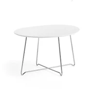 Ławy i stoliki kawowe - AJ Produkty Stolik kawowy IRIS, asymetryczny, 510 mm, chrom, biały - miniaturka - grafika 1