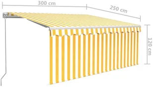 VidaXL Lumarko Ręcznie zwijana markiza z zasłoną, 3x2,5 m, żółto-biała  3069258 VidaXL - Markizy - miniaturka - grafika 8