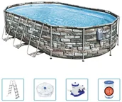 Baseny ogrodowe - Bestway Lumarko Owalny basen Power Steel Comfort Jet Series, 610x366x122 cm 92855 VidaXL - miniaturka - grafika 1