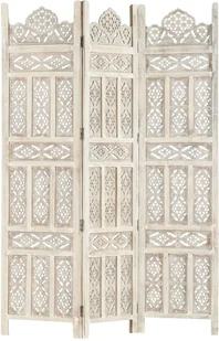 vidaXL vidaXL Rzeźbiony parawan 3-panelowy, biały, 120x165 cm, drewno mango - Parawany - miniaturka - grafika 8