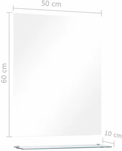 vidaXL Lustro ścienne z półką, 50x60 cm, hartowane szkło - Lustra - miniaturka - grafika 6
