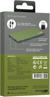 GP BATTERY MP05MAG-B1 5000mAh Oliwkowy (GPACCMP05001) - Powerbanki - miniaturka - grafika 4
